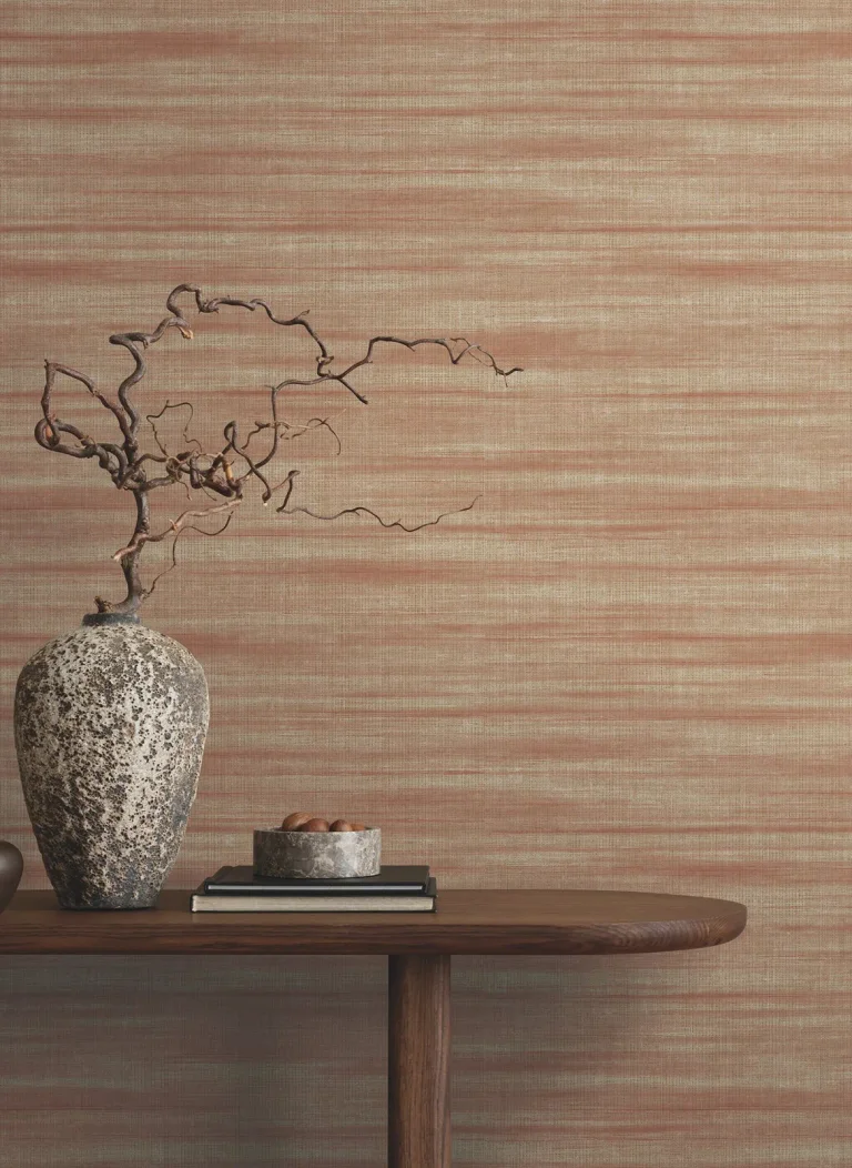 Ronald Redding Brushed Linen Wallpaper - Brick — Ảnh 4