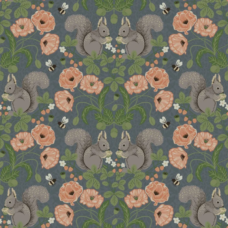 Kurre Woodland Damask Wallpaper - Blue — Ảnh 3