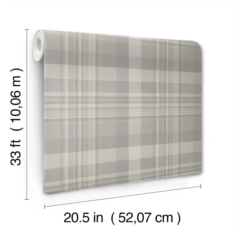 Chesapeake Dutton Plaid Wallpaper - Grey — Ảnh 7