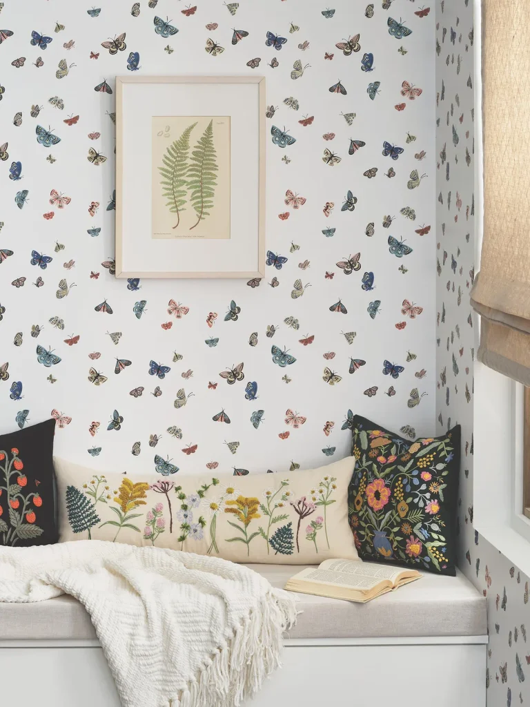 Rifle Paper Co. Butterfly House Peel and Stick Wallpaper - White — Ảnh 5