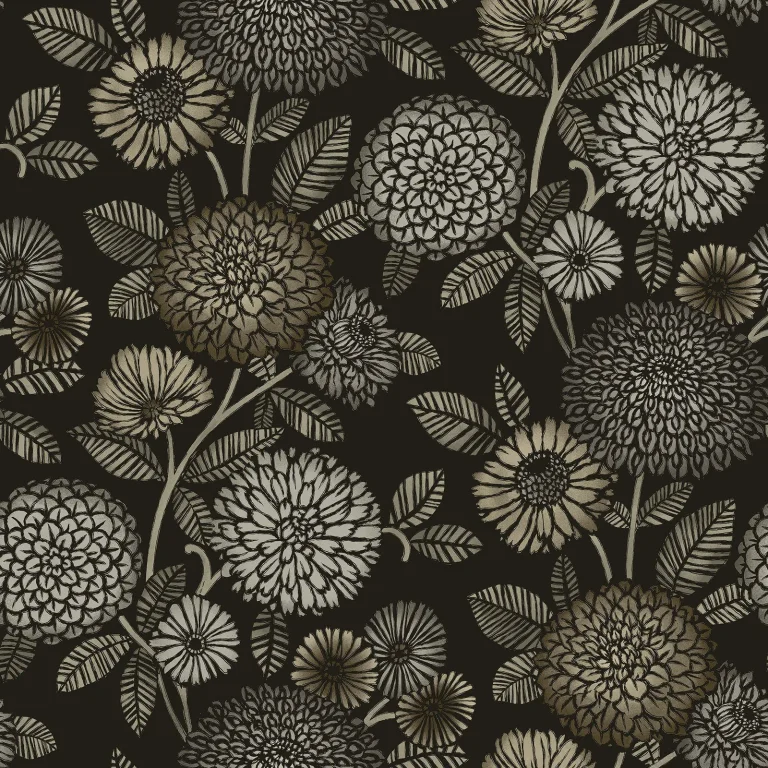 Chesapeake Zalipie Floral Trail Wallpaper - Black — Ảnh 4