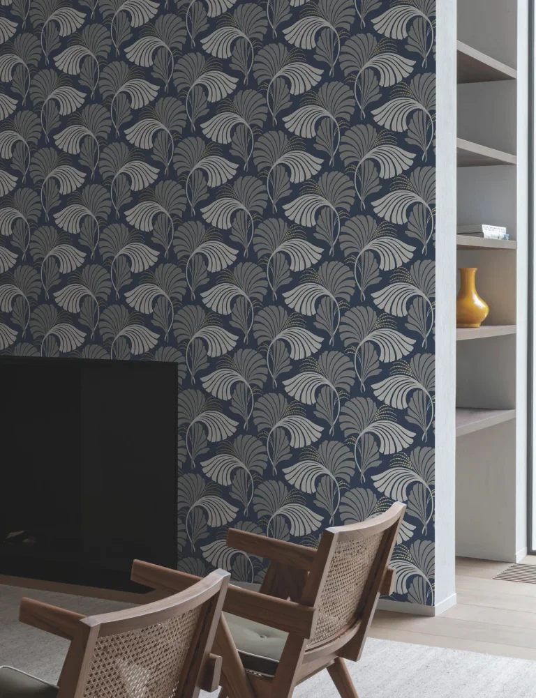 Candice Olson Dancing Leaves Wallpaper - Navy — Ảnh 2