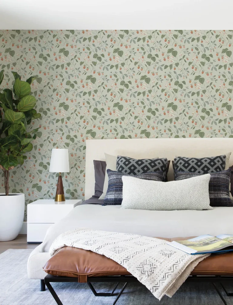 Chesapeake Mercy Berry Vines Wallpaper - Aqua — Image 3
