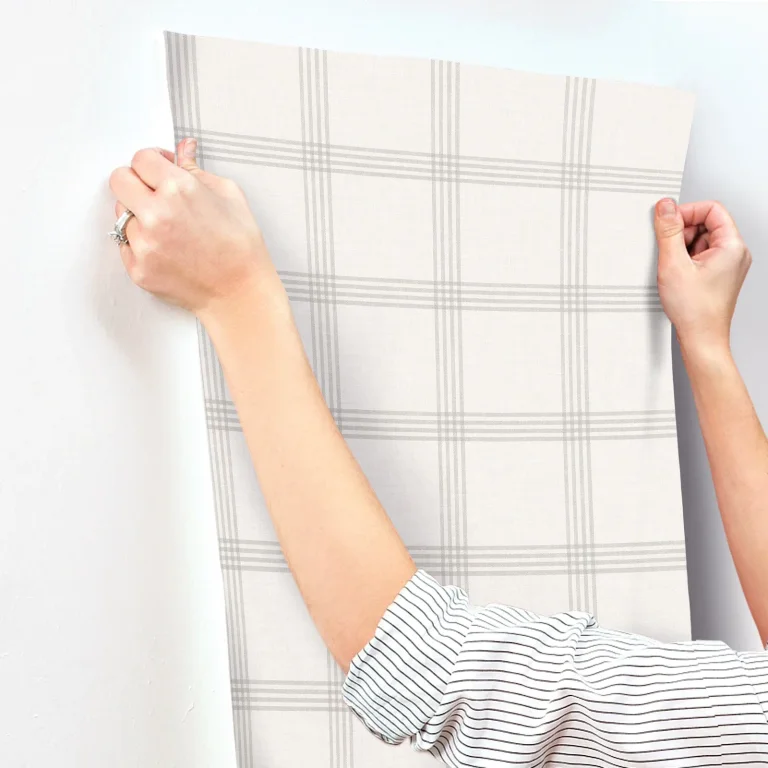 Chesapeake Twain Plaid Wallpaper - Linen — Ảnh 4