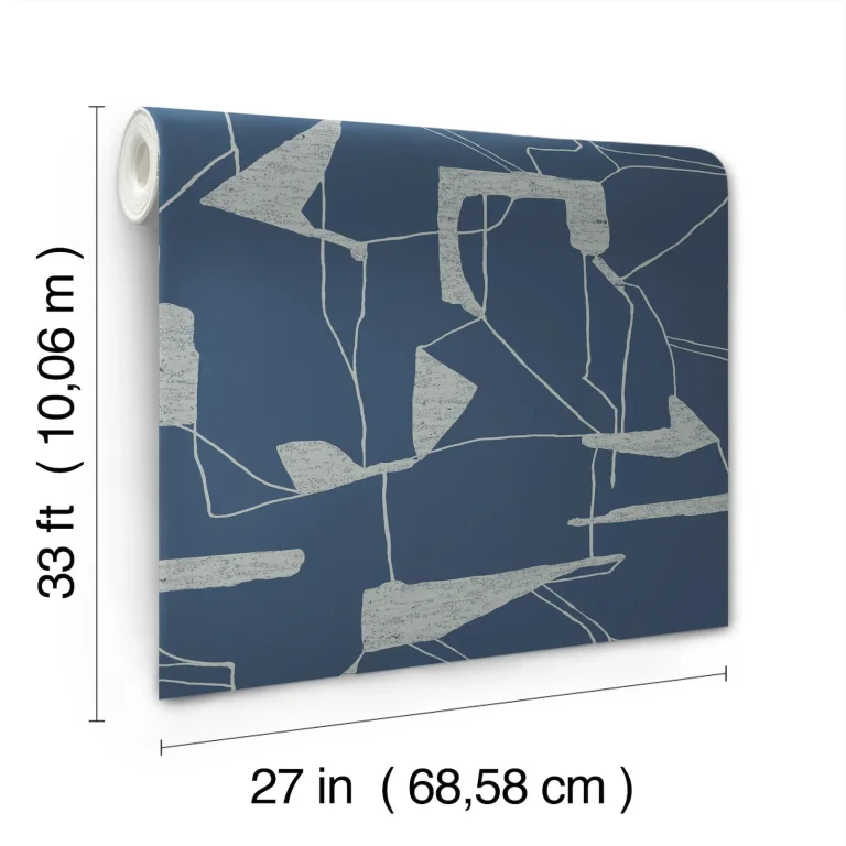 Abstract Geo Wallpaper - Navy/Silver — Image 2