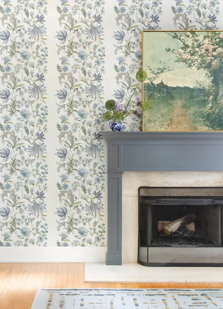Teonna Floral Stripe Wallpaper - Blue — Ảnh 6