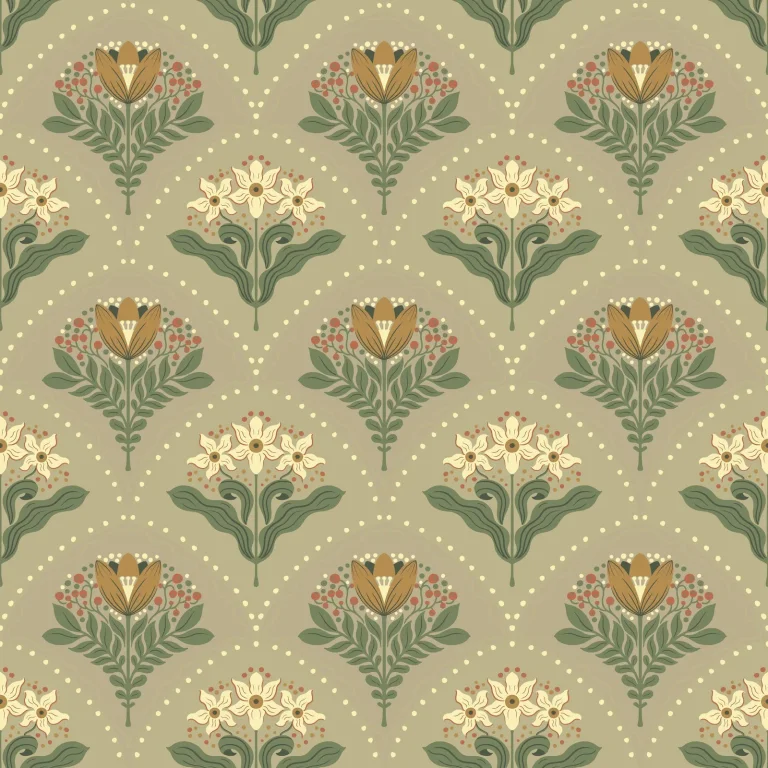 Maj Floral Damask Wallpaper - Taupe — Image 5