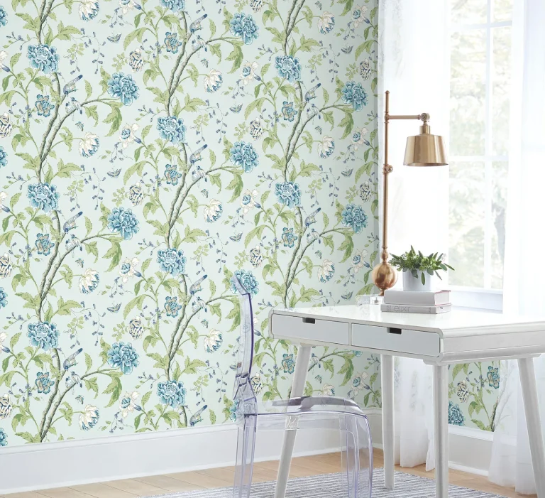 Teahouse Floral Wallpaper - Light Blue — Ảnh 4