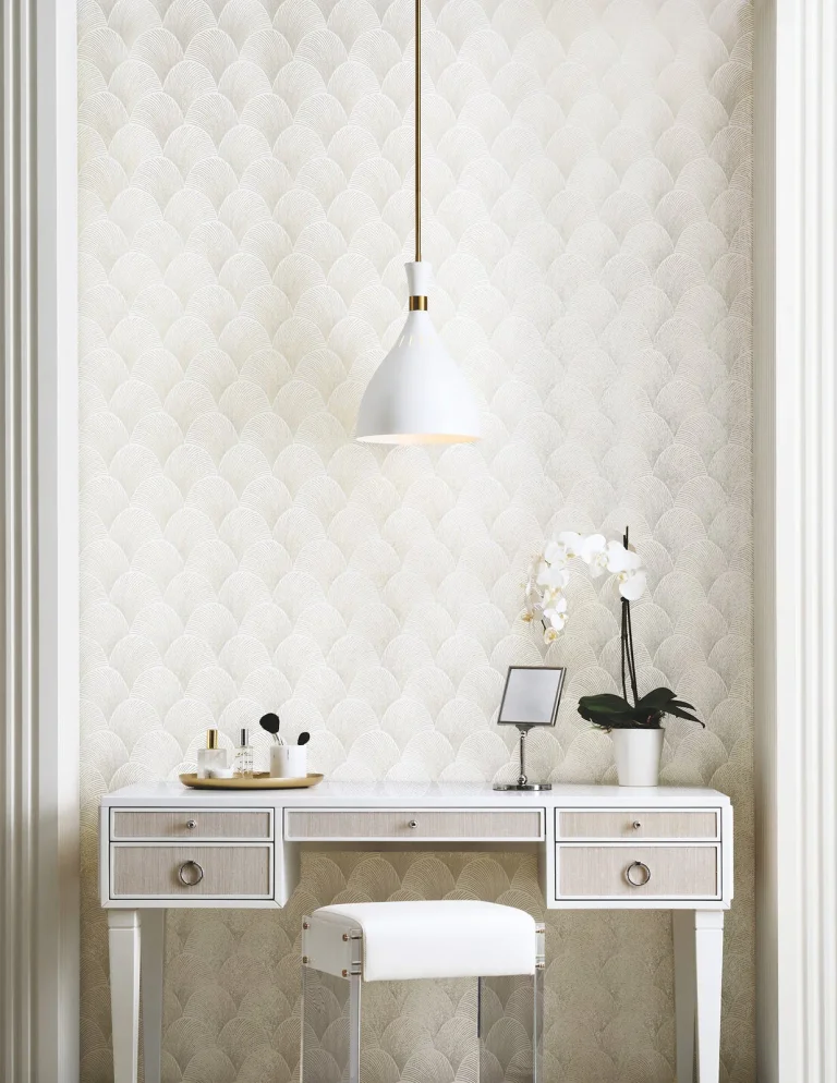Candice Olson Metallic Scallop Wallpaper - White — Ảnh 5