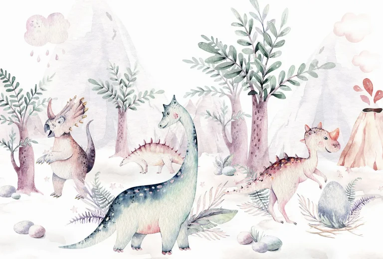 Dinosaur Animal Friends - Wall Mural 5524 - 8 Panel - 384cm x 260cm — Ảnh 3