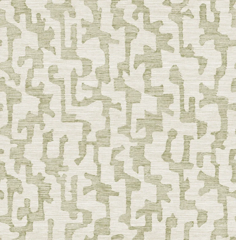 Cipher Geometric Faux Grasscloth Wallpaper - Moss — Ảnh 2