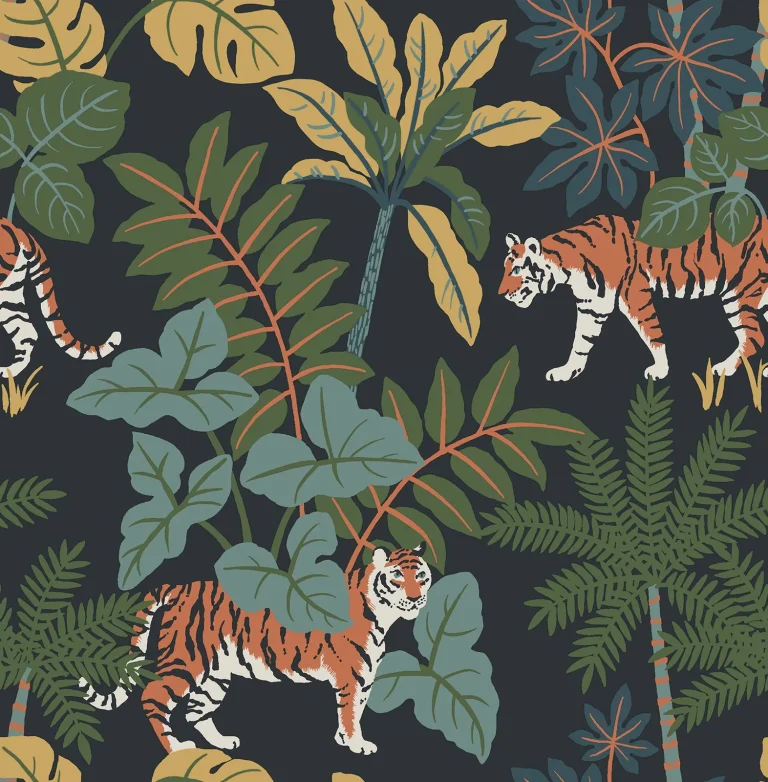 Caspian Jungle Prowl Wallpaper - Navy — Ảnh 3