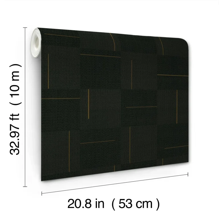 Geo Block Weave Wallpaper - Black — Ảnh 5