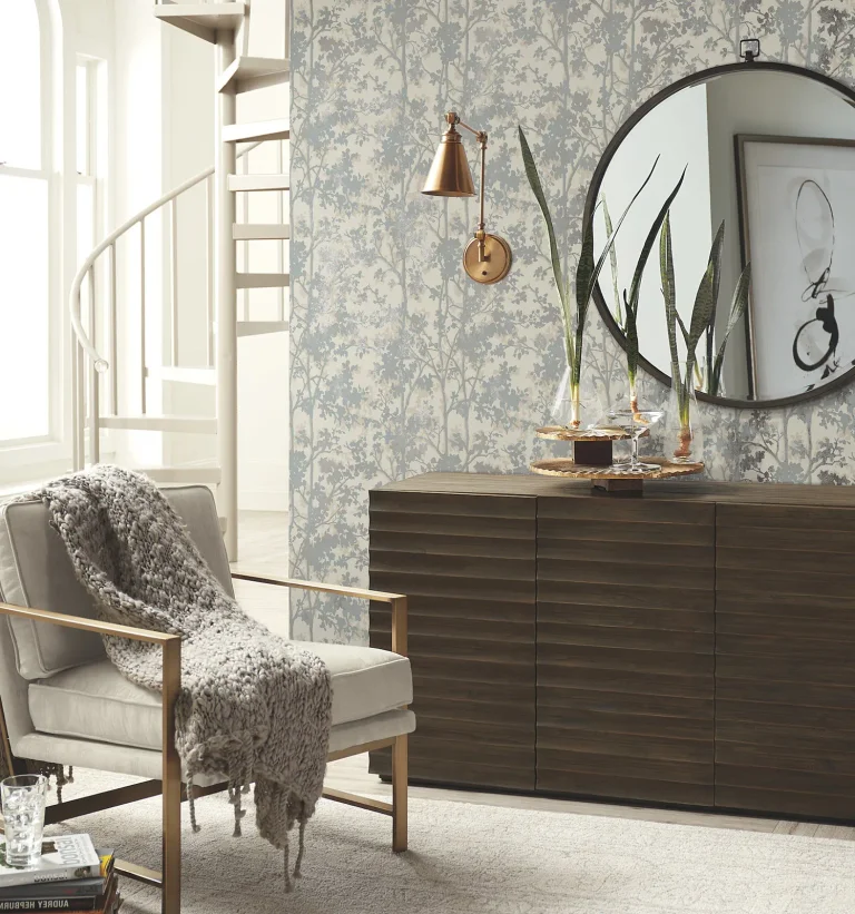Shimmering Foliage Wallpaper - Cream/Silver — Ảnh 4