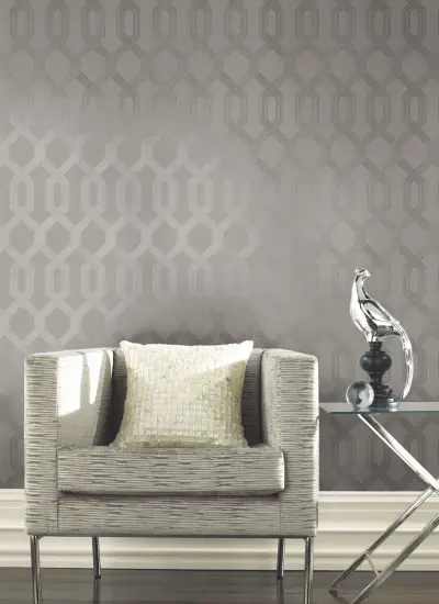 Viva Lounge Wallpaper - Grey/Silver
