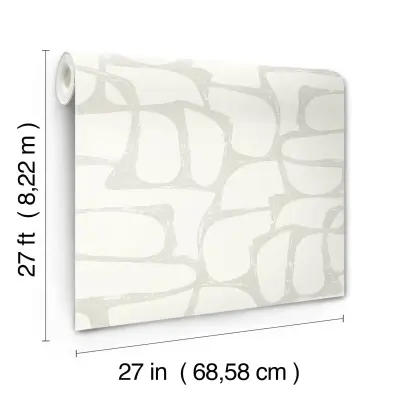 Candice Olson Craftsman Geometric Wallpaper - White & Soft Grey