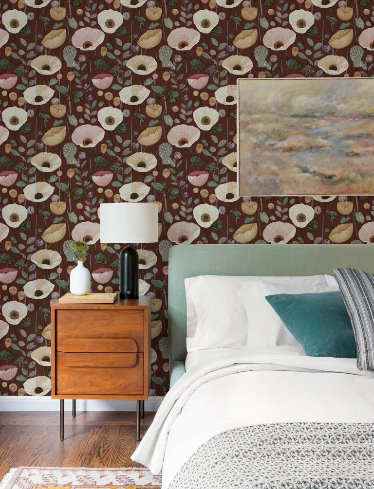 Mindra Floral Trail Wallpaper - Maroon — Ảnh 3