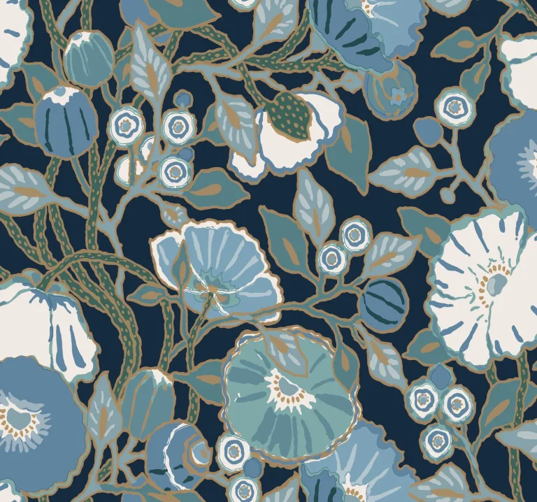 Poppies Wallpaper - Indigo — Ảnh 3
