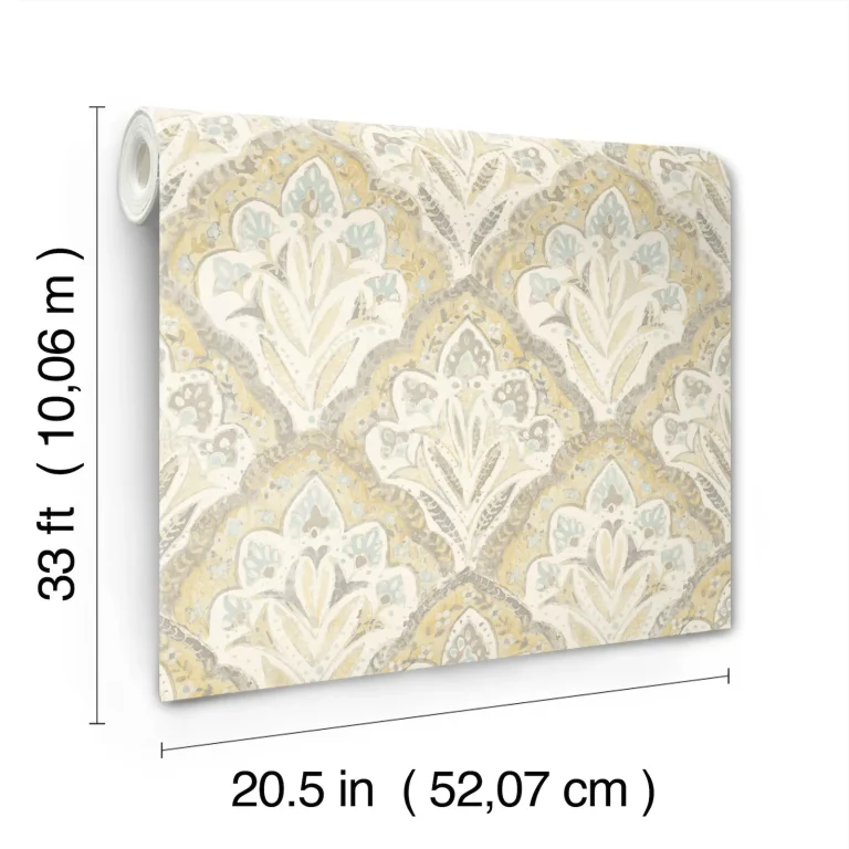 Chesapeake Mimir Quilted Damask Wallpaper - Mustard — Image 6