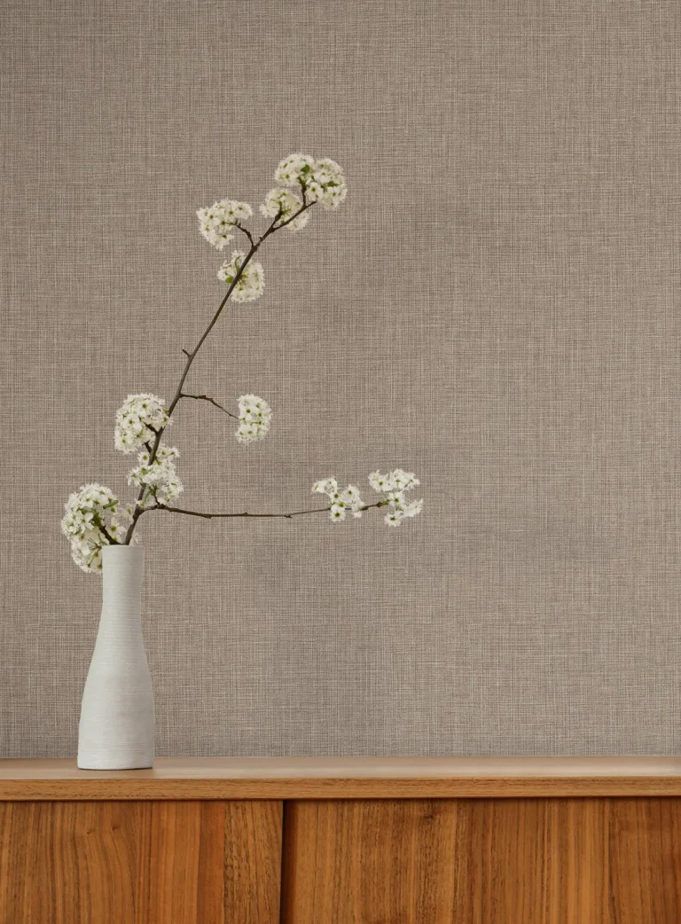 Egyptian Linen Faux Fabric Wallpaper - Brown — Ảnh 4