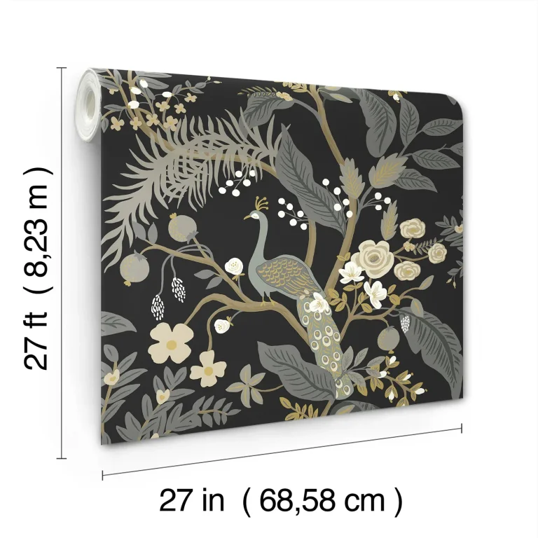 Rifle Paper Co. Peacock Wallpaper - Black — Ảnh 4