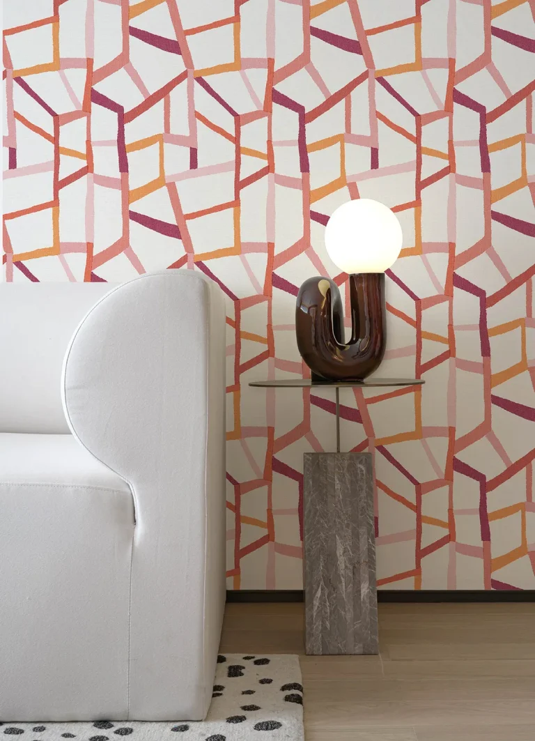 Tate Geometric Linen Wallpaper - Pink — Ảnh 6