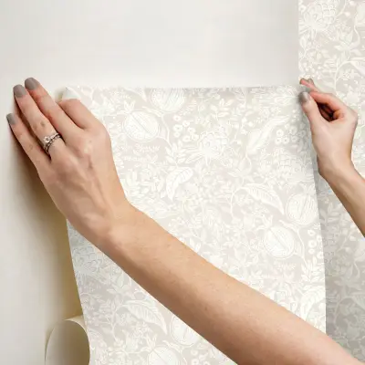 Rifle Paper Co. Pomegranate Peel and Stick Wallpaper - Beige & White