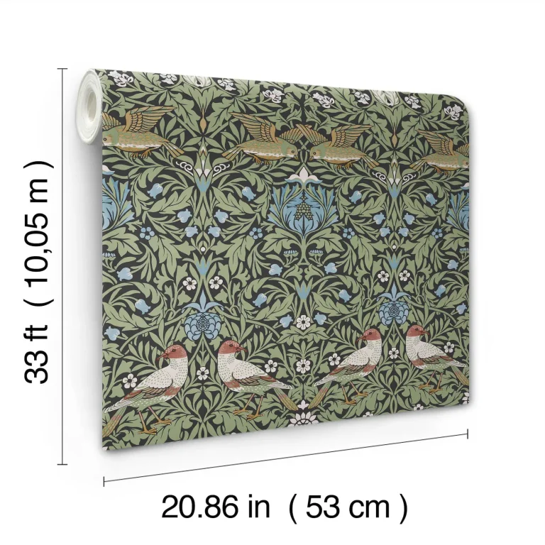 Bird Floral Thicket Wallpaper - Multicolor — Ảnh 4