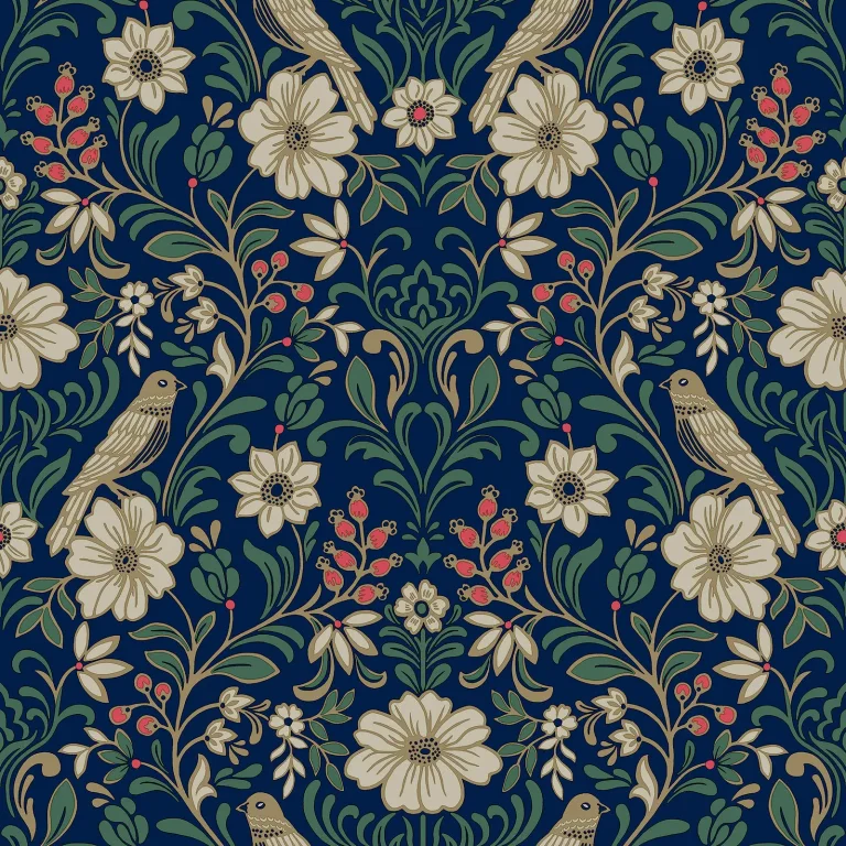 Magnolia Home Colette Wallpaper - Navy — Ảnh 2
