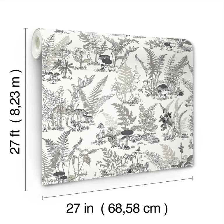 Mushroom Garden Toile Wallpaper - Black/Grey — Ảnh 8