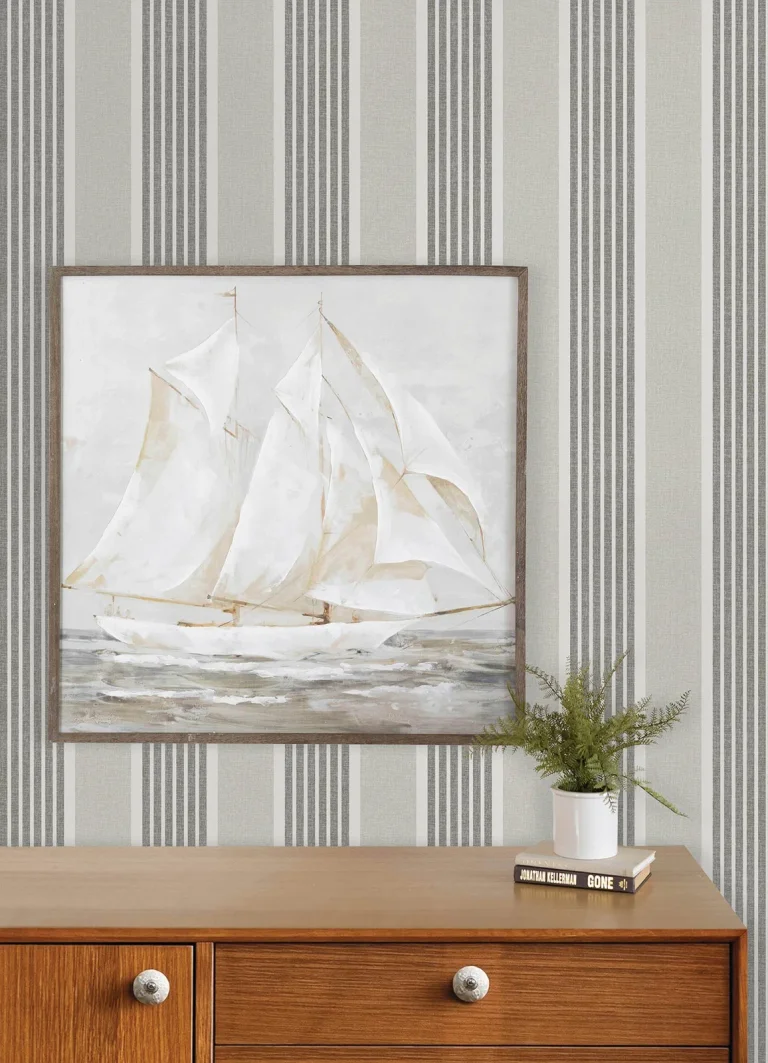 Chesapeake Bingley Embellished Stripe Wallpaper - Charcoal — Ảnh 5