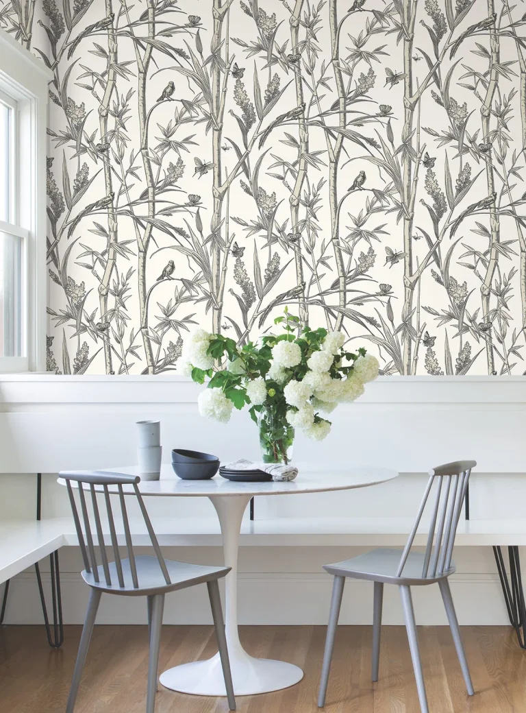 Bambou Toile Wallpaper - White — Ảnh 2