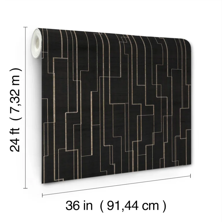 Ronald Redding Inlay Line Wallpaper - Black — Ảnh 3