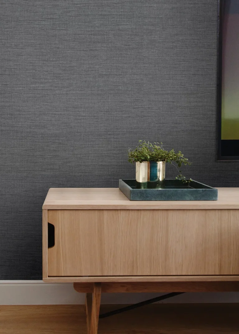 Essence Linen Texture Wallpaper - Dark Grey — Ảnh 3