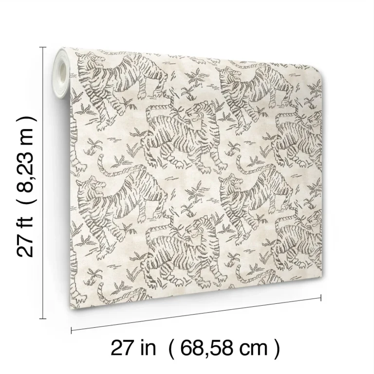 Orly Tigers Wallpaper - White/Charcoal — Image 4