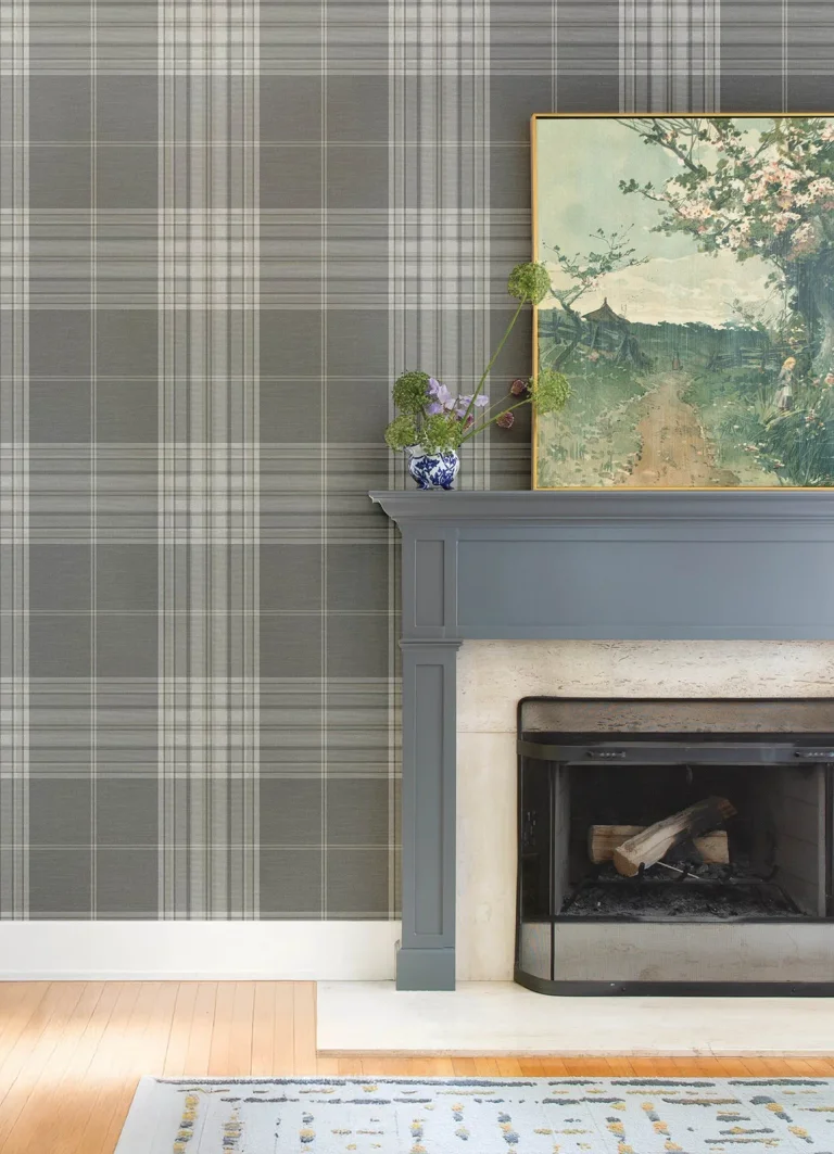 Westley Plaid Wallpaper - Grey — Ảnh 4
