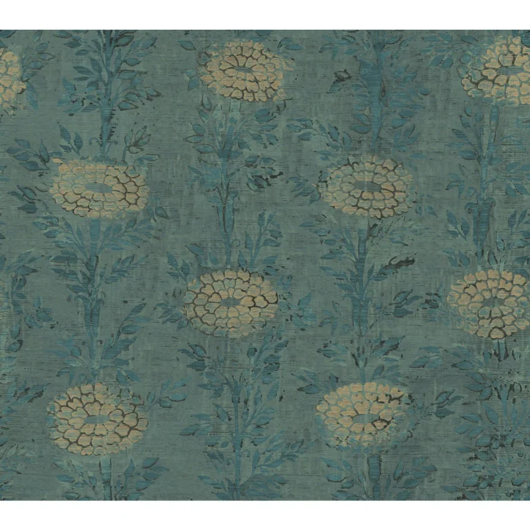 Ronald Redding French Marigold Wallpaper - Teal Green/Gold — Ảnh 2