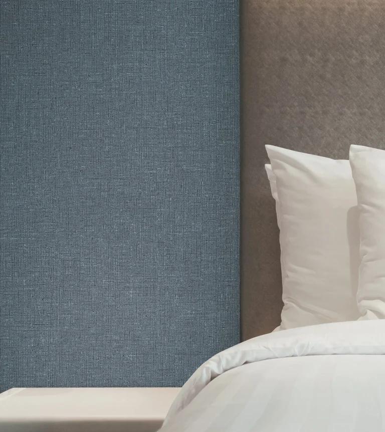 Heathered Linen Faux Fabric Wallpaper - Indigo — Image 2