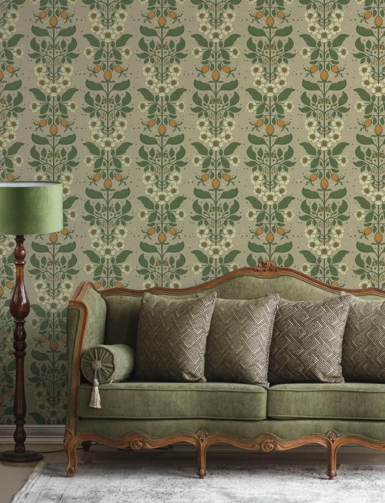 Rosa Floral Columns Wallpaper - Brown — Image 3