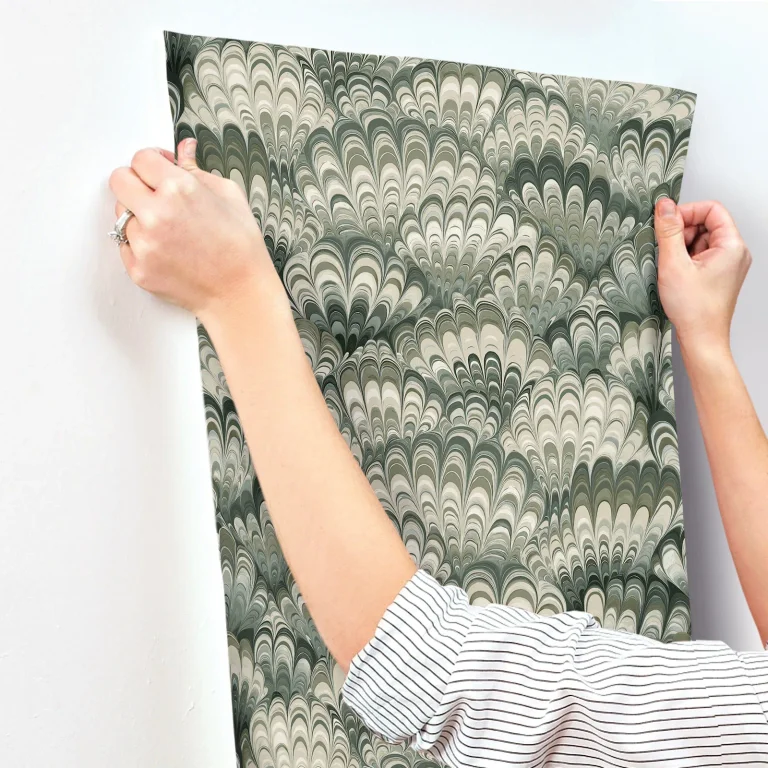 Octavia Marbled Ink Wallpaper - Dark Green — Ảnh 6