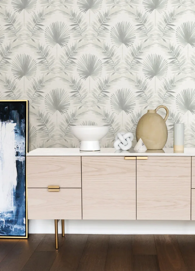 Calla Painted Palm Wallpaper - Grey — Ảnh 4