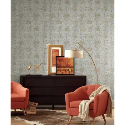 Ronald Redding French Marigold Wallpaper - White/Gold