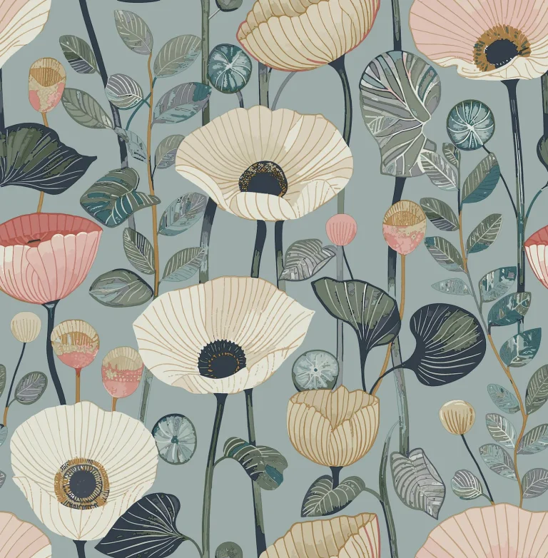Mindra Floral Trail Wallpaper - Blue/Pink — Ảnh 5
