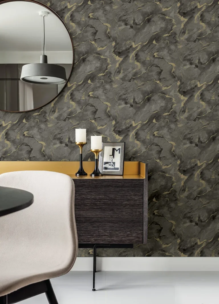 Silenus Marbled Wallpaper - Charcoal — Image 3