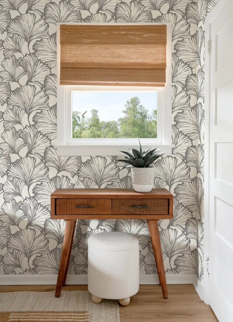 Kyoto Ginkgo Leaf Wallpaper - Charcoal — Ảnh 2