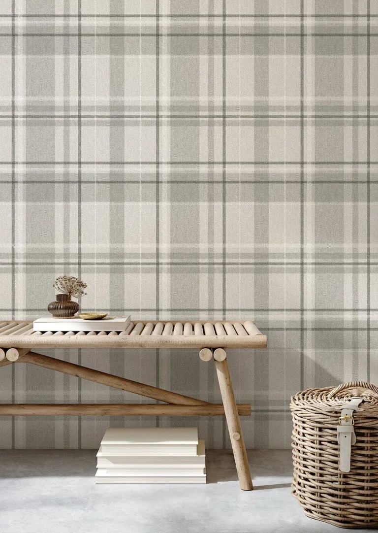 Harris Plaid Chevron Wallpaper - Grey — Ảnh 3