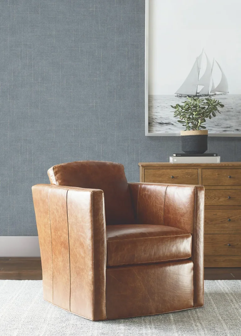 Ronald Redding Saratoga Faux Linen Wallpaper - Blue — Ảnh 2