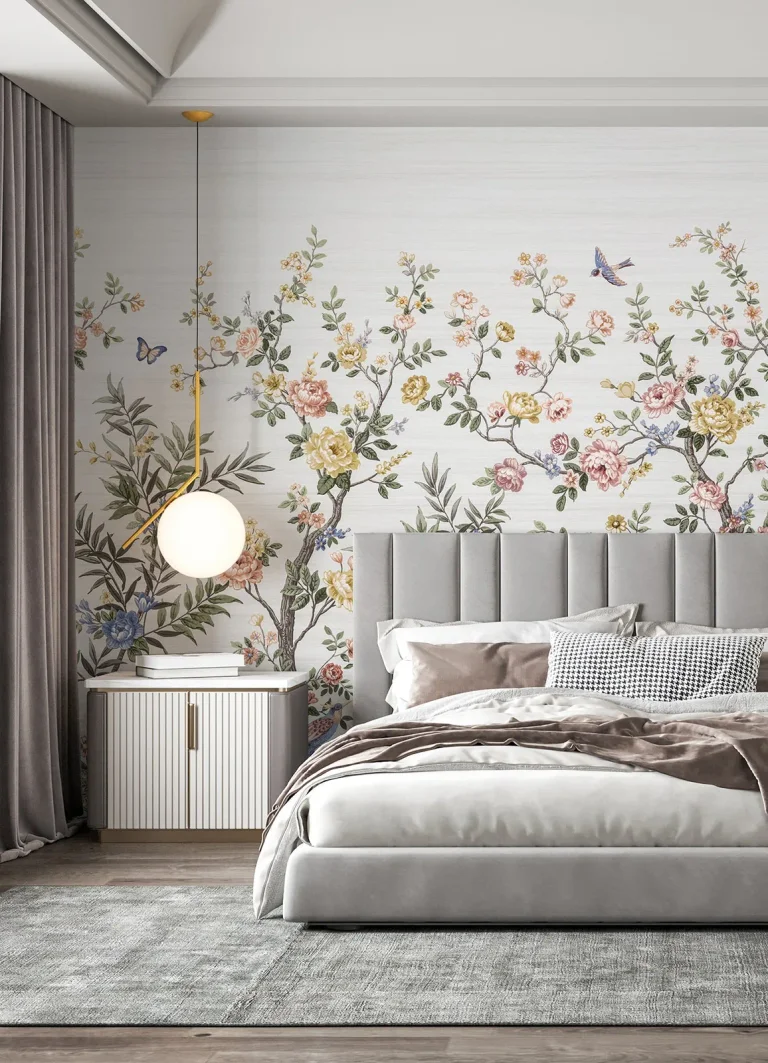 Spring Chinoiserie Wall Mural - White — Ảnh 3