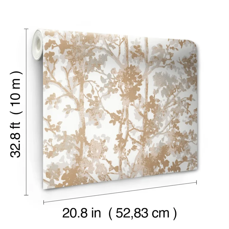 Shimmering Foliage Wallpaper - White/Gold — Ảnh 5