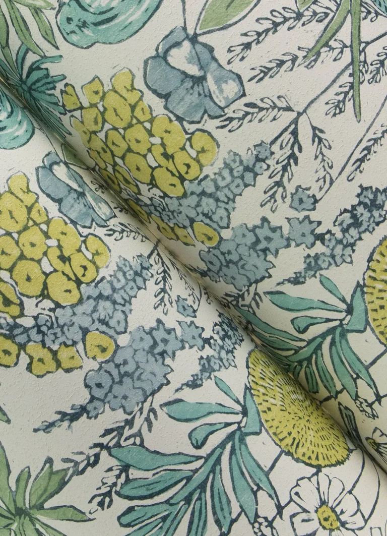 Chesapeake Goldfinch Birds and Blooms Wallpaper - Aqua — Ảnh 3